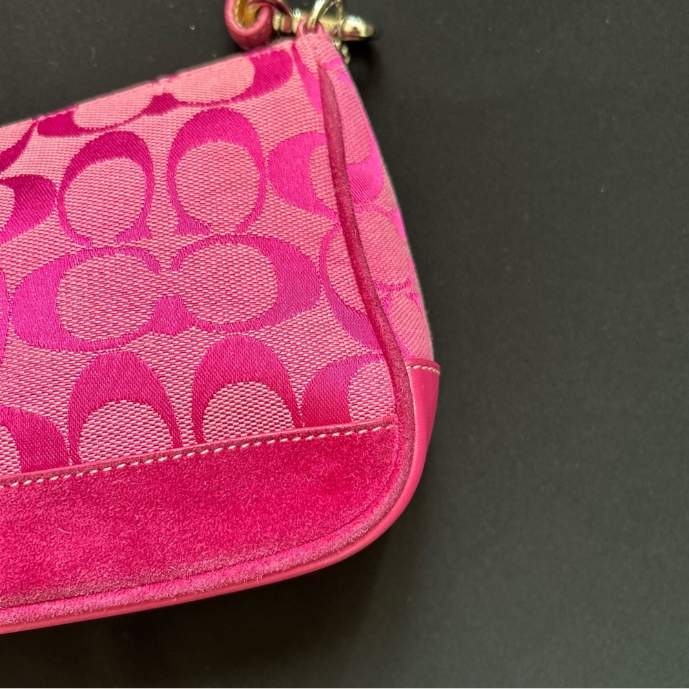 Coach HOT PINK Signature Logo Demi Mini Canvas bag - Picture 14 of 15